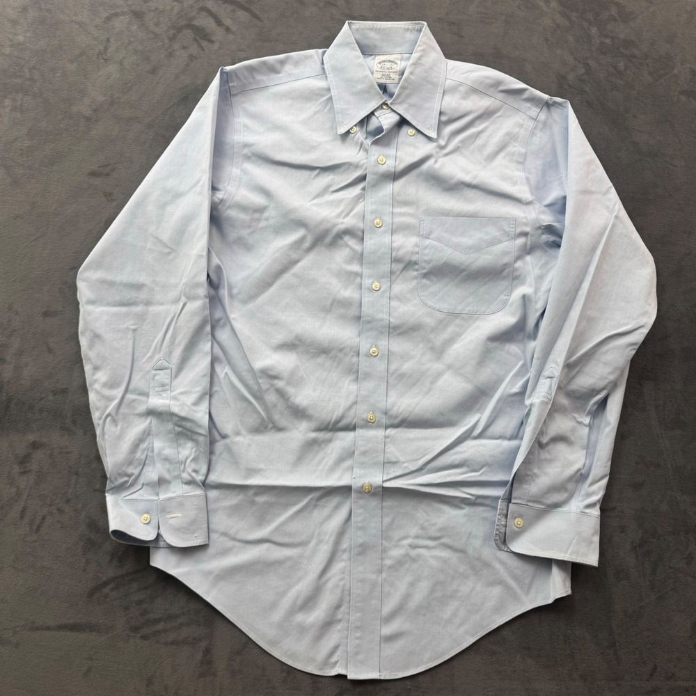Brooks Brothers Mens 14.5 33 Slim Fit Non-Iron Light Blue Dress Shirt LS